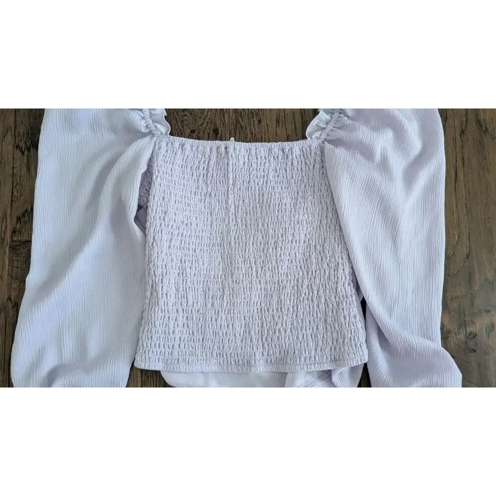 ASTR The Label Lilac Puff Sleeve Square Neck Top